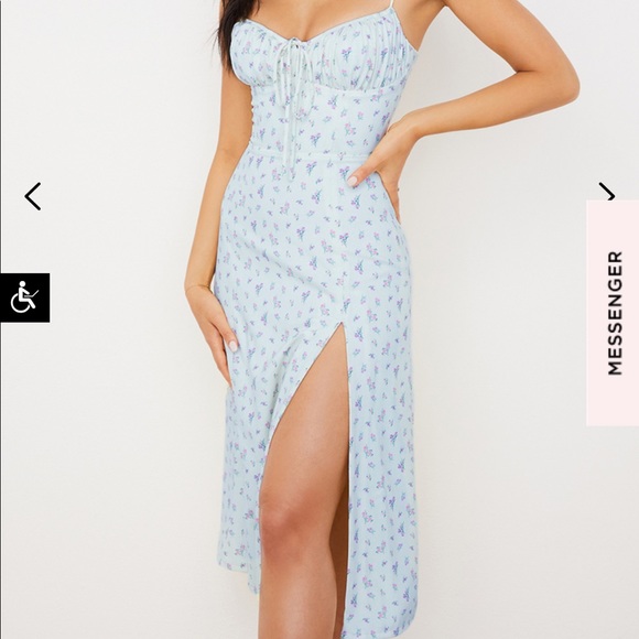 House of CB Dresses House Of Cb Carina Small Size Floral Blue Dress